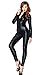 Price comparison product image Forever Young Ladies Sexy Black 4 Way Zip PVC Spandex Shiny Catsuit Costume UK Size 10