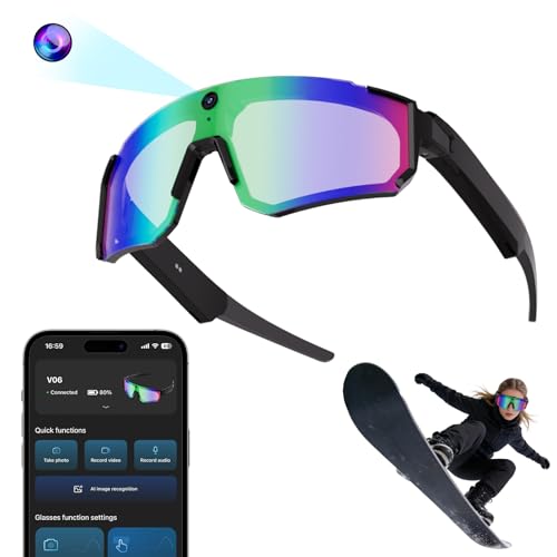 Zigtik AI Smart Glasses with Camera, 4K HD Video Recording Camera Glasses, AI Voice Control, Object Recognition, Real-Time Translation, Built for Skiing, Cycling, Baseball, Hiking & Outdoor Sports