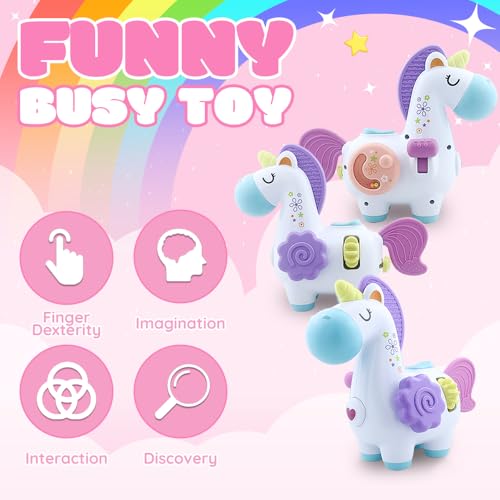 Image of Baby Teething Toy with Sensory Features, Montessori Toys with Soft and Safe Material - Ideal for Indoor and Outdoor Play (Unicorn)