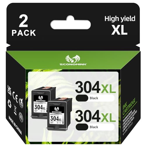 304XL Ink Cartridge High Yield Remanufactured for HP 304 Black Ink Cartridge, 304XL Ink for DeskJet 2630 2600 2632 3760 2620 2622 3762 3720 2633, for Envy 5010 5030 5055 5020 (2-Pack)