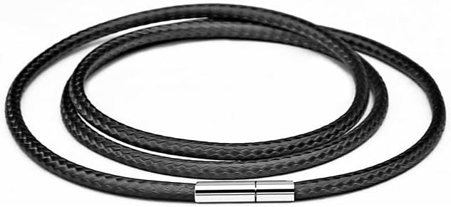 Pingyongchang Leather Necklace Cord 24inch Waterproof Braided Wax Rope Chain 2mm/3mm Leather Choker Necklace for Men Women, 316L Stainless Steel Clasp-black brown - Image 2