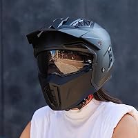 VINZ Kioto Jethelm / Streetfighter Helm | ECE 22.06 zugelassen | Motorradhelm | Rollerhelm mit Sonnenvisier / Sonnenblende | Jet Helm Mit abnehmbarem Kinnschutz - Matt Schwarz – Ansicht 9