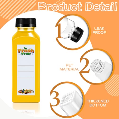 Dualshine 42Pcs 16oz Plastic Juice Bottles with Caps, Clear Empty Reusable Juice Containers with Lids, Brush, Funnel and Labels for Drinking, Smoothie, Milk, Tea and Other Beverages by Dualshine - Image 4