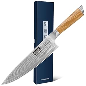 HOSHANHO Damascus Chef Knife 8 Inch, Professional 67 Layers VG-10 Super Steel Kitchen Knife, Ultra Sharp Japanese Knife with Ergonomic Olive Wood Handle