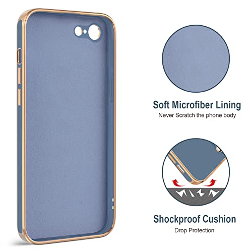 Image of Hython Case for iPhone SE 2022, iPhone SE 2020, iPhone 7 Case, iPhone 8 Case with Ring Holder Stand Magnetic Kickstand, Plating Rose Gold Soft TPU Bumper Camera Protection Shockproof Phone Cases-Gray