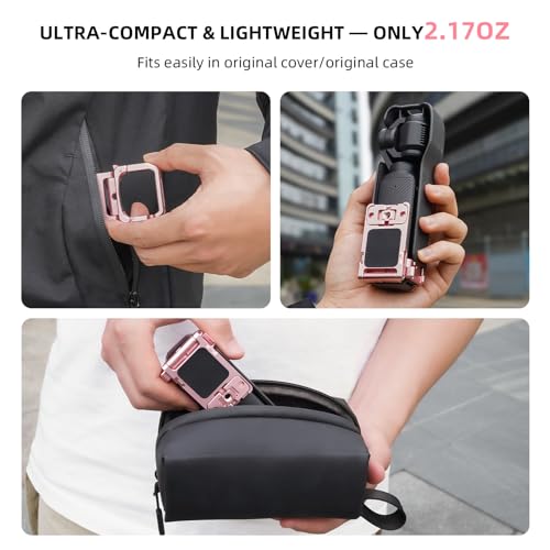 Image of Pocket 3 4 Magnetic Mount Stand, Expansion Adapter Magnet Holder & Cold Shoe for Xtra Muse 180 Adjustable Handle Aluminum Metal Clamp Frame Case Desk Base for DJI Osmo 3 4 Pink Accessories