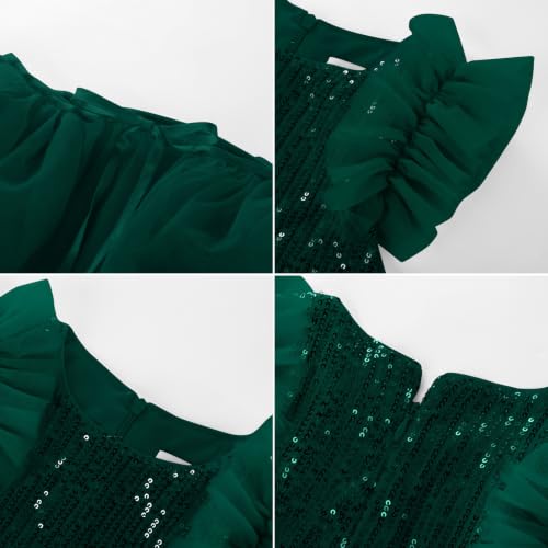 Image of GRACE KARIN Girls Sequin Formal Pageant Fancy Party Ruffle Prom Maxi Dress