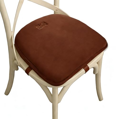 Big Hippo Chair Pads, Memory Foam Chair Seat Cushion Non Slip Rubber Back Thicken Chair Padding with Elastic Bands for Home Office Outdoor Seats (Brown-1pc)