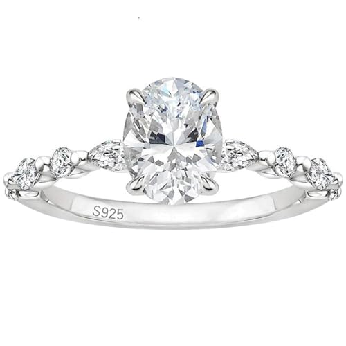 Bague halo ovale argent femme 8x10mm avec zirconium 3ct doré fantaisie