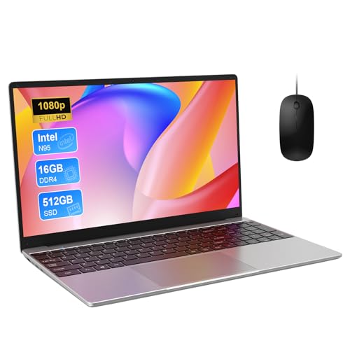 PC Portatile 15.6 Pollici, N95(Fino a 3,4 GHz) Notebook, 16GB DDR4 512GB SSD TF 1TB, 1920*1080 FHD, Tastiera retroilluminata/Numerico con Pellicola Italiana, 5G WiFi/USB-C/BT5.0/USB 3.0/HDMI