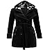 Produktbild U/A Herbst Winter Frauen Warm Mantel Weiblich Zweireihig Kapuzenmantel Lange Jacke Wollmischungen Outwear Gr. Large, Schwarz