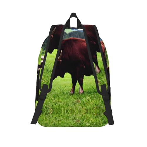 Real Swiss Cow Brown print Canvas backpack, fashionable and casual, fit for daily use and outdoor activities3