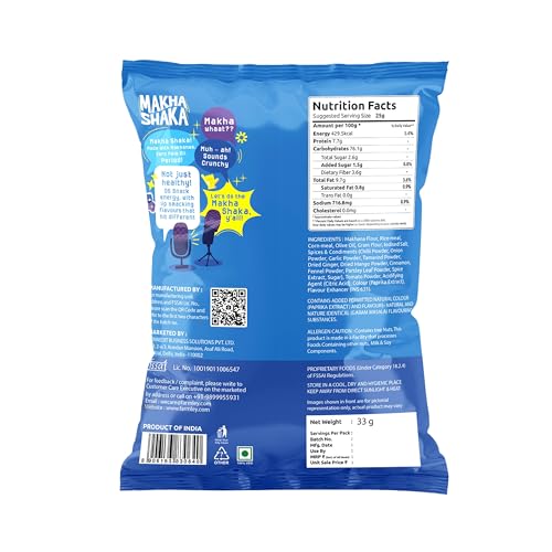 Image of Farmley Makha Shaka Masala Stix Farmley Pillow Pouch 33 g I Healthy Snacks | Namkeen Snacks I Puffed Snacks | Roasted in Olive Oi