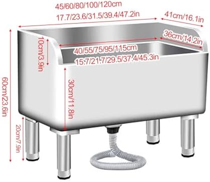 Large-Capacity Commercial Mop Bucket with Deep Trough, Floor-Mounted for Kitchens & Dining Areas, Practical Design (41x100cm/16.1x39.4in)