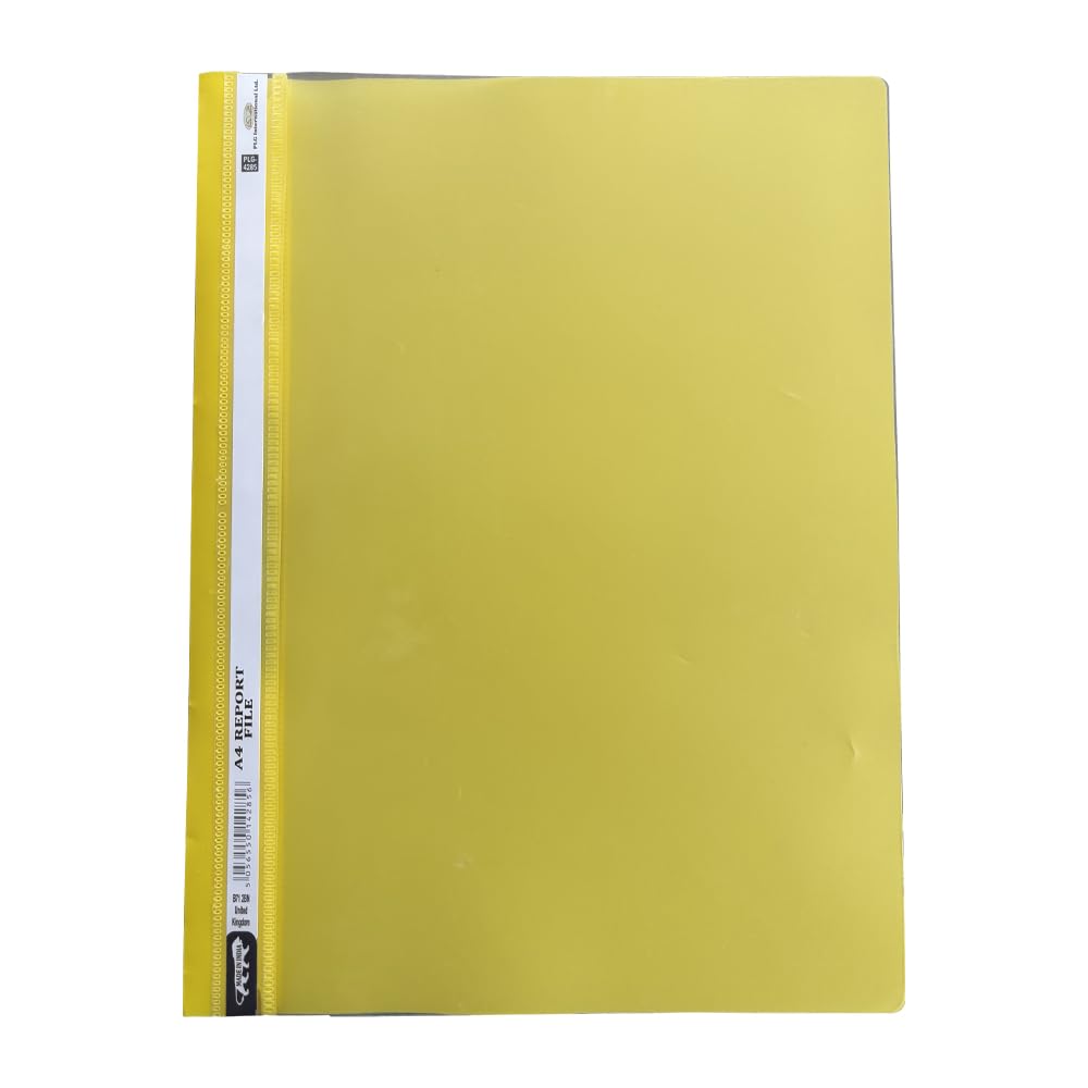 A4 Project Files – Clear Front Plastic Document Report Folders with 2 Prong Fastener | Clutter-Free Filing, Professional Results Every Time (Yellow, 25pcs)