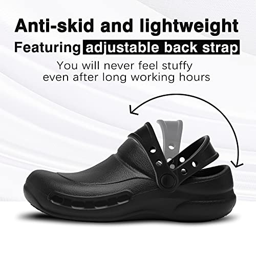 Fuloris Professional Slip Resistant Clog Oil Resistant Waterproof Non Slip For Chef Nurse Shoes Indoor And Outdoor Slippers For Kitchen Garden Shoe Black (9) #TOP3