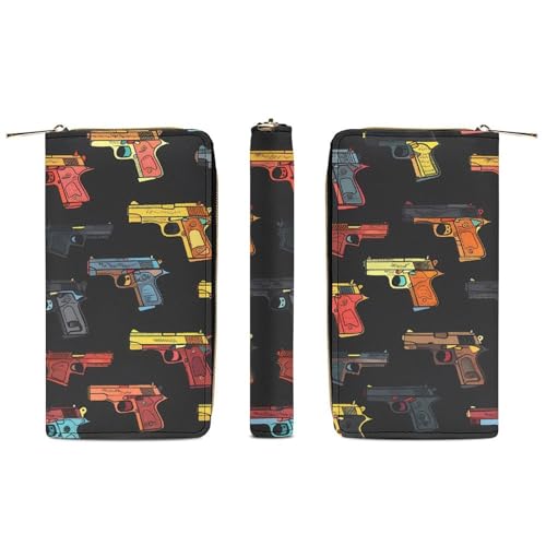 Hand Gun Wristlet Wallets for Men Women Leather Purse Clutch Cute Card Holder3