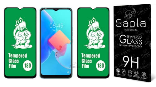 Image of Saola 18D Tempered Glass With Inbuilt AirBag Borders For Tecno Spark GO 2022 (Pack Of 2) with Free Installation Kit. Full screen Coverage - 6.52 inch