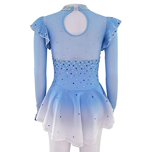 LIUHUO Ice Figure Skating Dress Girls Professional Gradient Competition Stage Performance Blue