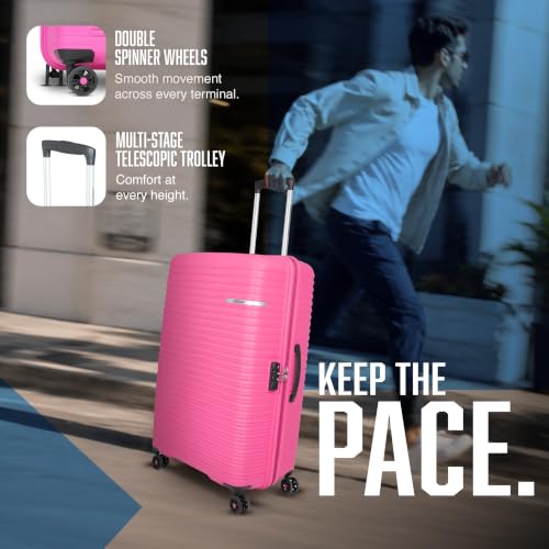 Image of American Tourister Liftoff+ | Medium Size Check-in Trolley Bag (67 cm) for Travel | 360 8 Wheel Travel Luggage | Hard Case Polypropylene (PP) Suitcase | Mounted TSA Lock | Berry Blast