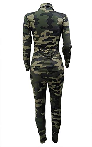 Womens Camo Two Piece Outfits Long Sleeve T Shirt V Neck Shirts Tops Casual High Waist Pants Leggings Set Plus Size #TOP5