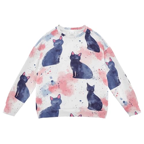 Funny Cat Shabby Chic Little Girls Pullover Hoodie Long Sleeve Outerwear for Kids Party 4T