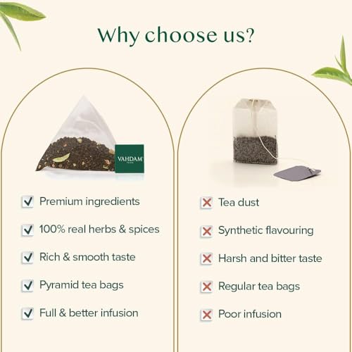 VAHDAM Masala Chai Tea Bags (100 Tea Bags), Strong & Robust Spiced Tea | 100% Halal Certified | 100% Real Spices - Cardamom, Cinnamon, Black Pepper, Cloves | Brew Hot Tea/Chai Latte