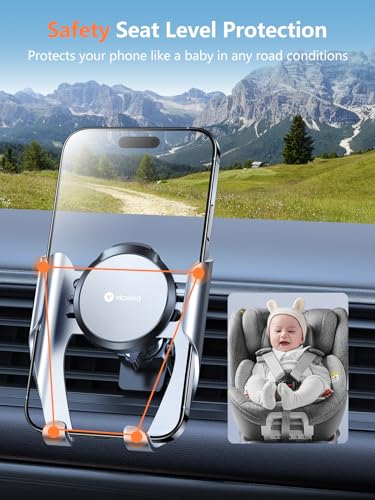 VICSEED 2024 Upgrade Car Vent Phone Mount with Metal Air Vent Clip, Auto Lock Phone Mount for Car Phone Holder Mount, Car Mount for iPhone 15 Pro Max 14 13 12 & All Phones