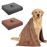 NieYat 2 Stück Hundehandtuch, 100 x 50 cm Extra Saugfähig Hundehandtücher für Hunde Und Katzen, Grau und Braun, Schnelltrocknend, Weich Und Langlebig, Ideal Für Reisen, Zuhause