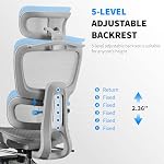 Mesh Ergonomic Office Chair with Footrest,High Back Mesh Gaming Chair with Lumbar Support,Adjustable Headrest and Armrests for Home Office Desk Chair (Modern, Grey) - Image 4