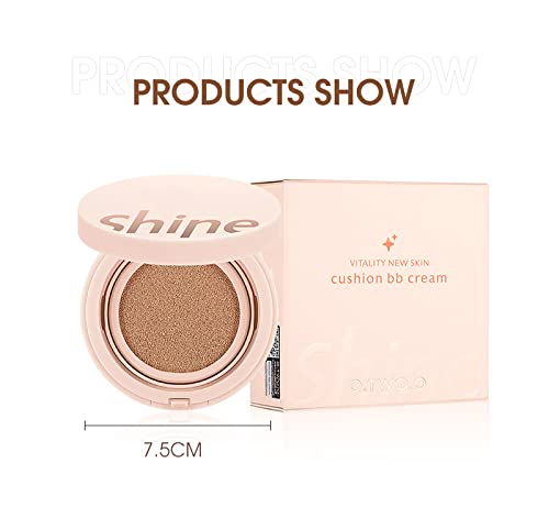 Air Cushion Bb Cream Moisturizing Concealer Long Lasting Foundation Hydrating Natural Brightening Breathable Face Makeup (Pink White) #TOP6