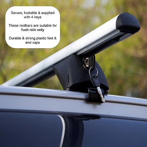 MP Essential Universal 1.2m 90kg Locking Aluminium Car Roof Bars Cross for Profile Flush Rails - Image 3