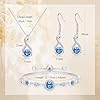 Cangall Silber Schmuck Set Damen, 925 Sterling Silber Halskette & Ohrringe & Armband Set mit Blau Cubic Zirkonia, 45+5cm Halskette & Ohrringe Hängend & Verstellbar Armband Silberschmuck für Hochzeit #1