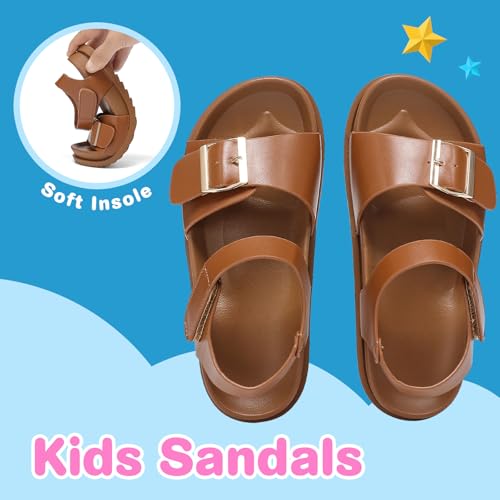 XTJSCBDSH Girls Sandals With Back Strap Adjustable Buckle Comfort Boys Water Sandals for Kids Lightweight Non-Slip Sole Children's Soft Slide Sandal Walking Open Toes Summer Flat Shoes3