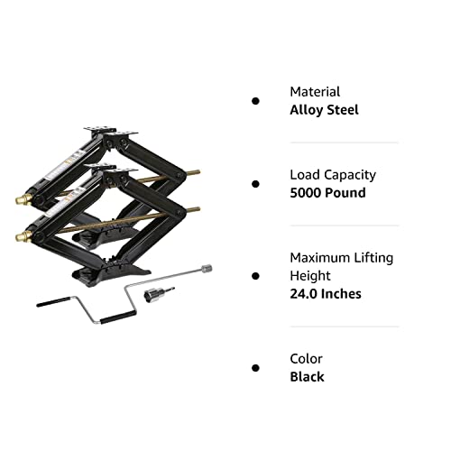 Weize Camper Rv Trailer Stabilizer Leveling Scissor Jacks With Handle -24"- 5000Lbs - Set Of 2 #TOP7