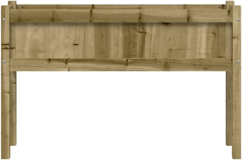 Garden Planter Brown Vacuum Pressure Impregnated Pinewood, 43.3" Wide Rectangular Outdoor Raised Garden Bed for Patio, Deck, Balcony