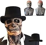 Halloween Skeleton Biochemical Mask, Halloween Full Head Skull Mask with Moving Jaw Horror Latex...