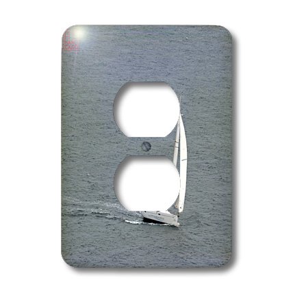Voilier en mer Méditerranée plaque déco double pour rénover vos interrupteurs