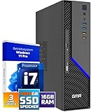 GMR Ultra SFF i7 Office PC - Business Office Computer | 3 Jahre Garantie | 16 GB RAM | 1000GB SSD M.2 | DVD±RW | USB 3 | Windows 11 Pro | WiFi-Bluetooth