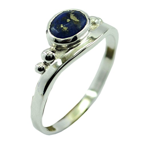 Bague de promesse en lapis-lazuli ovale et argent sterling pour un cadeau unique