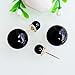 Navachi 18k Gold Plated Double Sided Black Faux Pearl Beads Womens Fashion Elegant Candy Stud Az2712e Earrings