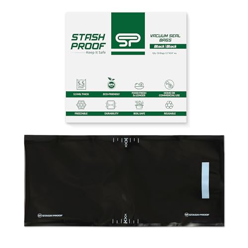 11" x 24" Vacuum Seal Food Bags, 50 Count, 5.5 Mil, BPA Free, Black & Black