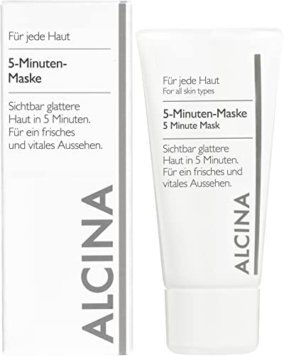 ALCINA 5-Minuten-Maske - 1 x 50 ml - Jede Haut - Gesichtsmaske für sichtbar glattere Haut und ein fühlbar verbessertes Hautbild - Mit Rotweinextrakt