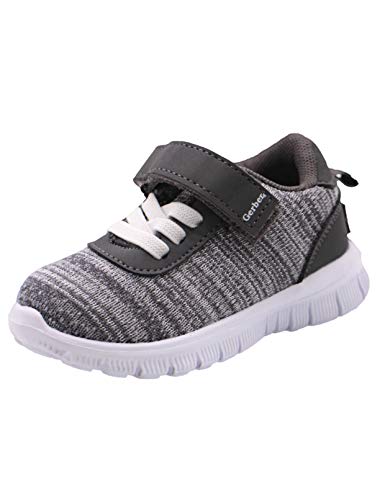 Gerber Strap Jogger Sneaker Shoes for Toddler Boy Light Weight, Casual Walking and Running Shoes - 6M US Toddler 18-24 Months Charcoal