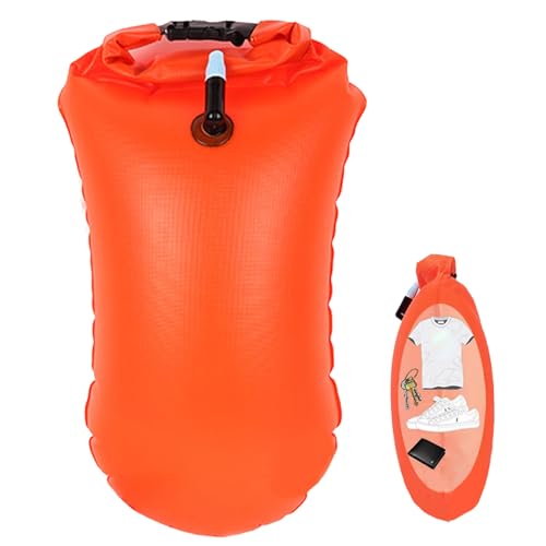 Tow Floats for Open Water Swimming Swim Buoy Outdoor Swimming Float Inflatable Drifting Bag Storage with Fart Float Bag Waterproof Bag Wild Swimming Accessories Orange.
