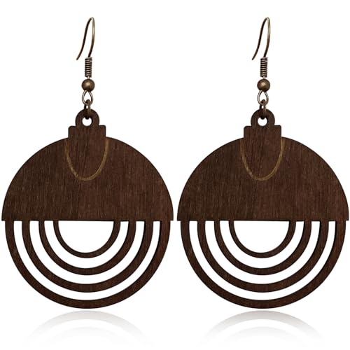 Ricarmo Bohemian Vintage Gold Alloy Circle Hollow Lightweight Hook Earrings