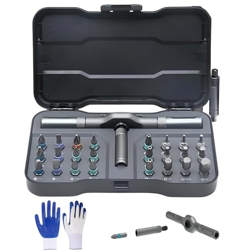 Kit tournevis à cliquet avec gants et embouts magnétiques amovibles pour vélo