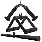 Howffite Accesorios de gimnasio para juego de máquina de cable, barra en V y barra recta giratoria y mango de doble fila en D