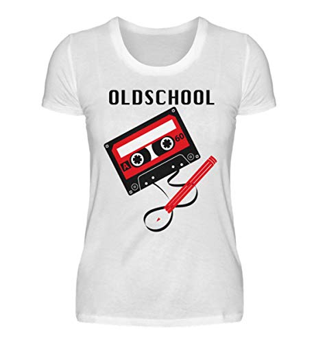 T-shirt pour femme Oldschool Tape en coton blanc taille L vintage