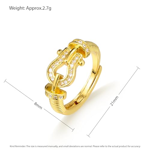 Waimore Saddle Ring, Horseshoe Design, Sparkling Cubic Zirconia Adjustable Nickel-Free Elegant Jewelry for Anniversary Daily Wear and Statement2